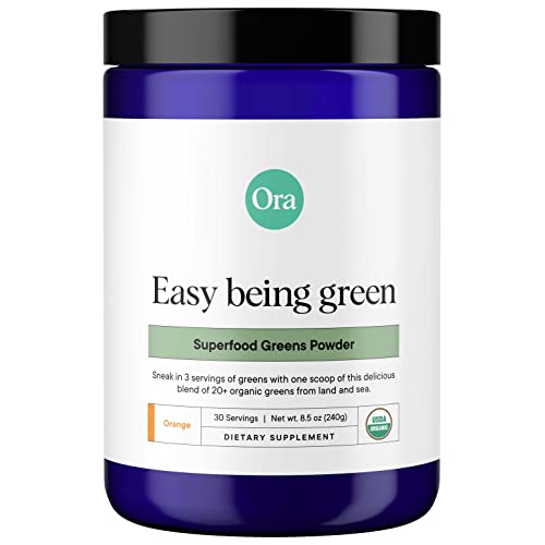 Ora Organic Greens Powder - Boost Energy & Detox, 20+ Superfoods, Citrus Flavor - 30 Servings