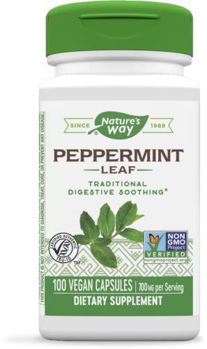 Nature's Way Herbal Peppermint Leaf - Digestive Comfort Support, Non-GMO, 700mg, 100 Capsules