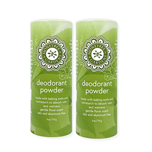 Honeybee Gardens Deodorant Powder - Talc-Free, Aluminum-Free, Vegan, 2 Pack - 4oz Each