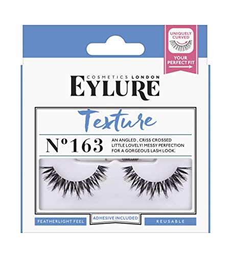 Eylure Texture Lashes Wispy 163 - Easy Application, Gentle Removal, Reusable - 1 Pair with Glue