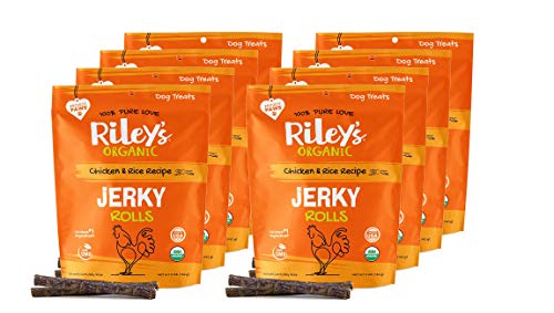 Riley's Organics Dog Treats - USDA Organic, Non-GMO, Chicken & Rice, 8 Pack 5 oz