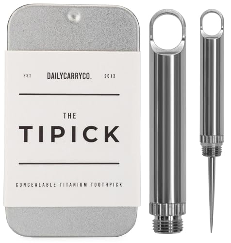 DAILYCARRYCO. TiPick Titanium Toothpick Holder - Reusable, Durable, Travel-Ready - Compact Design