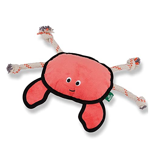 Beco Large Dog Toy - Durable Chew & Fetch, Made with 74% Recycled Materials - Orange Crab