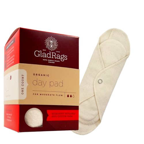 GladRags Reusable Menstrual Pad - 100% Organic Cotton, Customizable Absorbency - 1-Pack