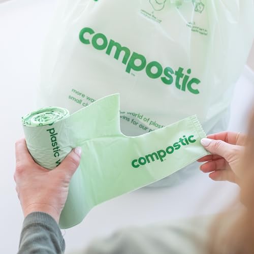 Compostic Compostable Trash Bags - Extra Strong, 100% Organic, 13 Gallon, 50 Count