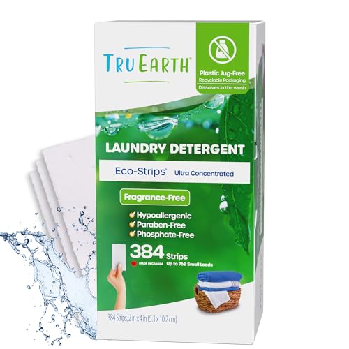 Tru Earth Laundry Detergent Sheets - Gentle for Sensitive Skin, Paraben-Free - 384 Sheets