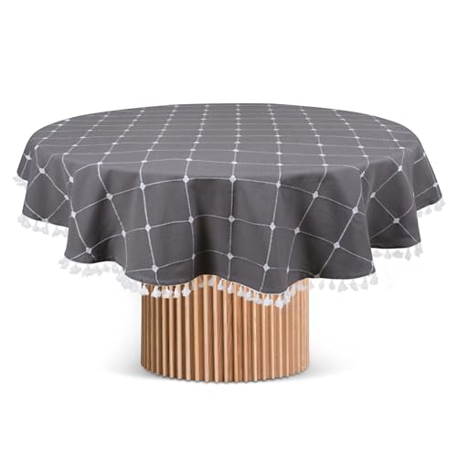 Cotton Clinic Rustic Tablecloth - Soft, Washable Pure Cotton, Perfect for Dining - 55" Round