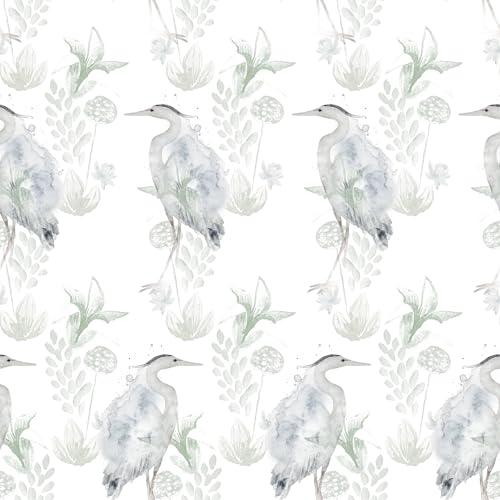 Waterleaf Paper Co. Dissolvable Gift Wrap - Botanical Heron Design, 100% Plant-Based - 4 Sq Ft
