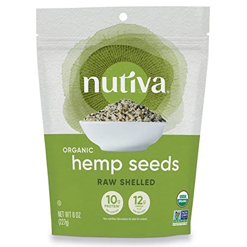 Nutiva Organic Raw Shelled Hemp Seed - 10g Protein, 12g Omegas, Non-GMO, Vegan - 8oz