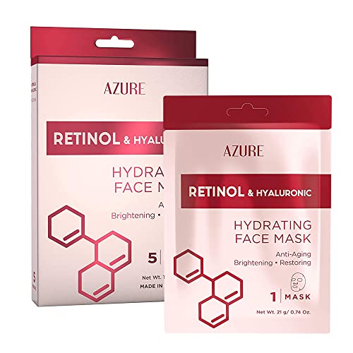 AZURE Retinol & Hyaluronic Acid Sheet Mask - Hydrating, Reduces Fine Lines - 5 Pack