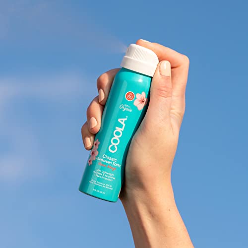 COOLA Organic Sunscreen SPF 50 Spray - Hydrating, Vegan, Guava Mango, 2oz, Dermatologist Tested