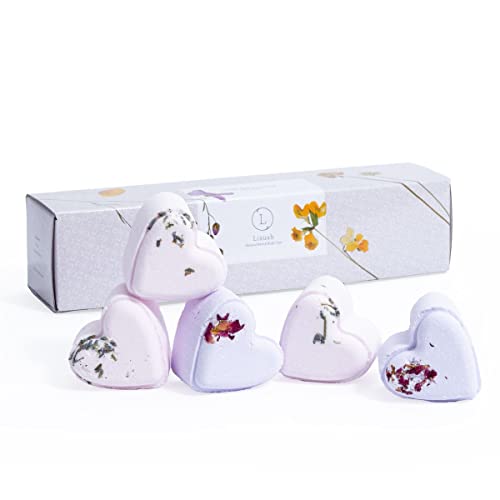 Lizush Shower Steamer Gift Set - Relaxing Aromatic Spa Experience, All-Natural - 5 Heart Shaped