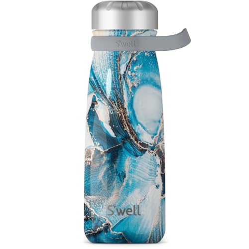 S'well Stainless Steel Traveler - Keeps Drinks Cold for 50hrs & Hot for 18hrs, 32oz, Ocean Marble