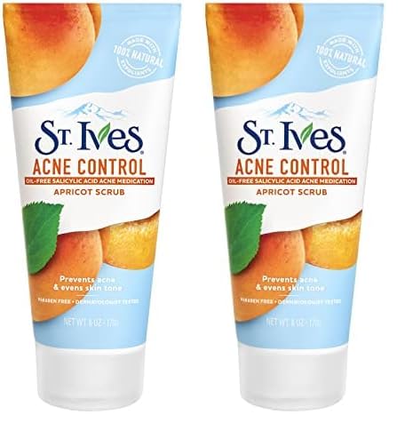 St. Ives Face Scrub - Deeply Exfoliates, Prevents Blemishes, Natural Ingredients - 6oz (Pack of 2)