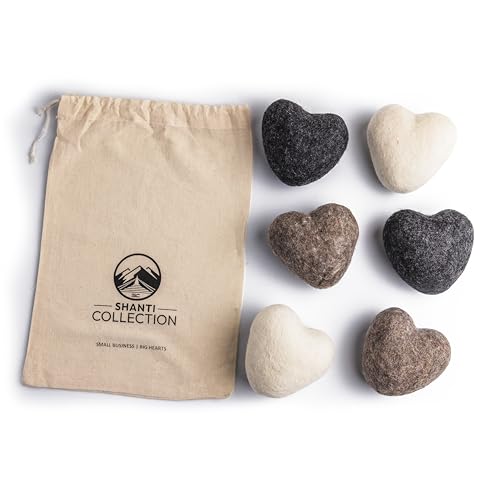 Big Heart Wool Dryer Balls - Speed Up Drying, Organic & Non-Toxic - 6-Pack XL