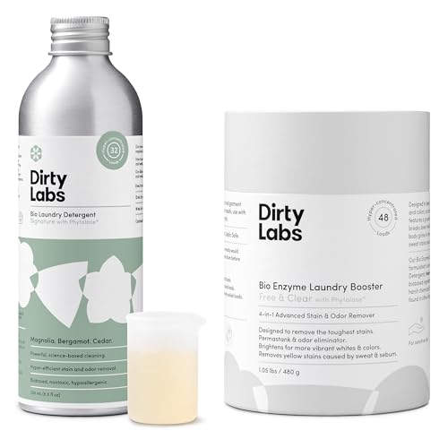 Dirty Labs Bio-Enzyme Laundry Detergent - Nontoxic, Hypoallergenic, 32 Loads & 48 Loads Booster