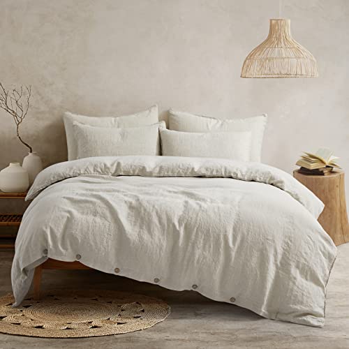 ATLINIA Linen Duvet Cover Set - Breathable Comfort, OEKO-TEX Certified, King Size - Natural