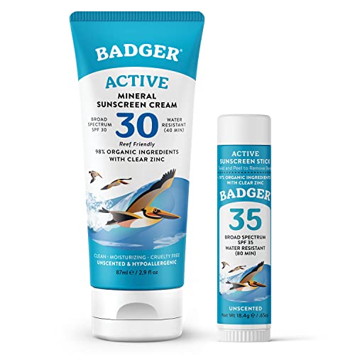 Badger Mineral Sunscreen Combo - Broad Spectrum Protection, Organic Ingredients - SPF 30 & 35