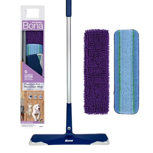 Bona Pet System Mop - Versatile 3-in-1 Cleaning Tool, Adjustable 34-52”, Washable Pads