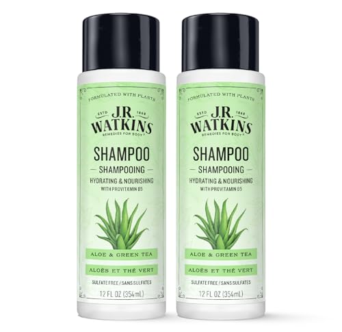 J.R. Watkins Daily Hydration Shampoo - Nourishing Aloe & Green Tea, 12 fl oz (Pack of 2)