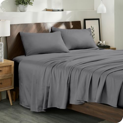 Bare Home 100% Organic Cotton Full XL Sheet Set - Breathable Comfort, GOTS Certified - Grey