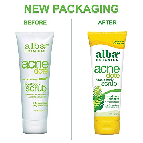 Alba Botanica Body Scrub - Maximum Strength Acne Treatment, Gentle Exfoliation - 24oz (Pack of 3)