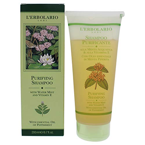 L'Erbolario Purifying Shampoo - Deep Cleanser with Water Mint & Vitamin E - 6.7oz