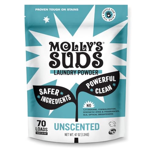 Molly's Suds Concentrated Laundry Detergent - Gentle Clean for Sensitive Skin, 70 Loads, Unscented