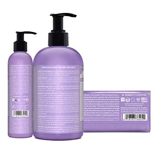 Dr. Bronner's Lavender Gift Set - Nourishing Body Lotion, Vegan & Biodegradable - 1 Soap 12oz, 8oz