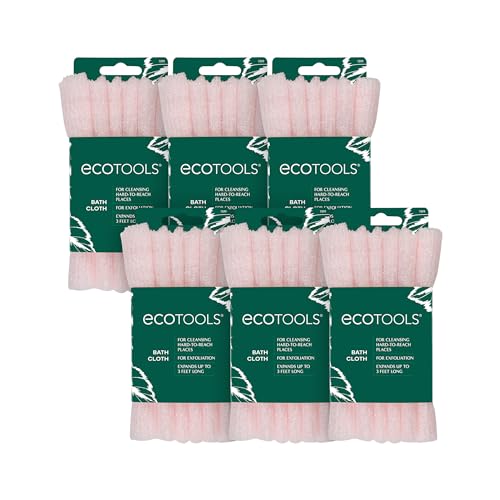 EcoTools Body & Hair Mist - Exfoliating Washcloth, 100% Recycled, Deep Cleansing - Pink, Pack of 6