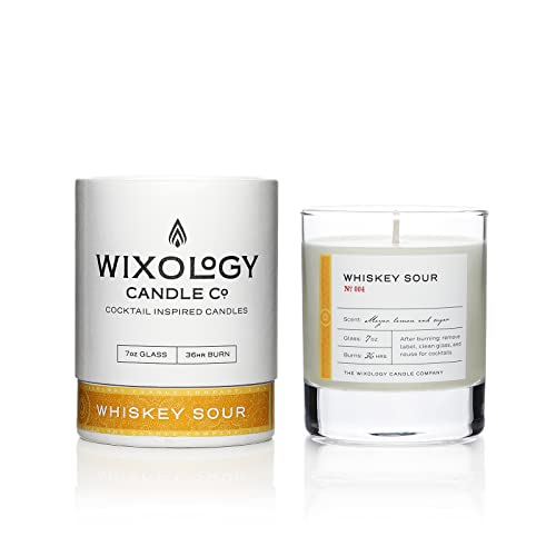 Wixology Cocktail Inspired Whiskey Sour Candle - Plant-Based, Reusable Glass - 7oz