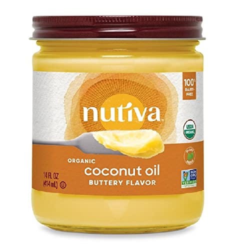 Nutiva Organic Coconut Oil with Butter Flavor - Non-GMO, Nutrient-Dense, 14oz