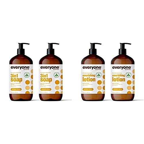 Everyone Bath & Body Gift Set - Nourishing Coconut & Lemon, EWG Verified, 100% Recycled - 64oz