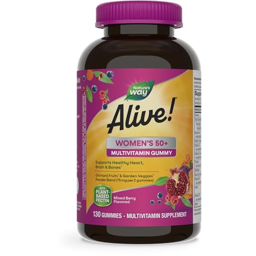 Nature's Way Alive! Women's 50+ Multivitamin Gummies - Supports Heart, Brain, Bones - 130 Count