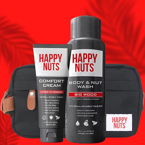 Happy Nuts Toiletry Bag Bundle - Comfort Cream & Nut Body Wash, Cruelty-Free, 3 Compartments