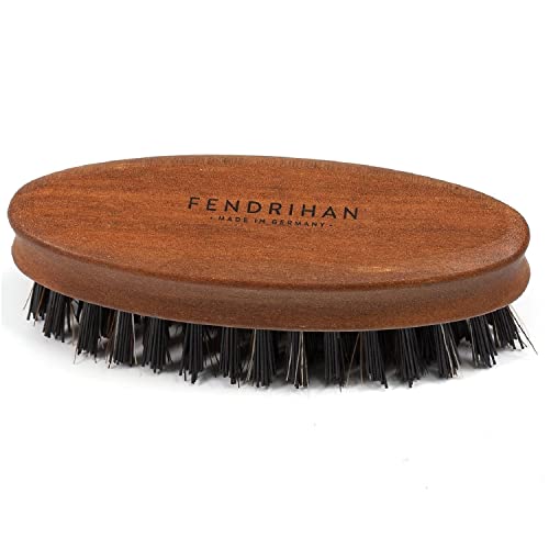 Fendrihan Vegan Oval Beard Brush - Styles Unruly Beards, Nylon & Pearwood - 3.14" x 2.25"