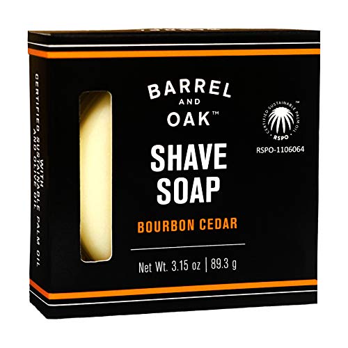 Barrel and Oak Classic Shave Soap - Rich Lather & Conditioning, Bourbon Cedar Scent - 3.15 oz