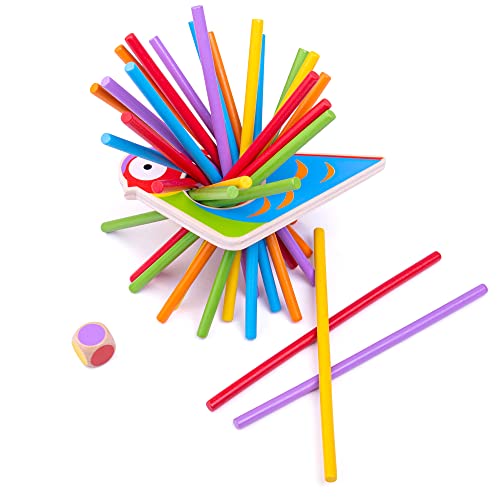 Bigjigs Toys Peck Up Sticks - Develops Coordination, Safe Non-Toxic Wooden Game for Kids 3+