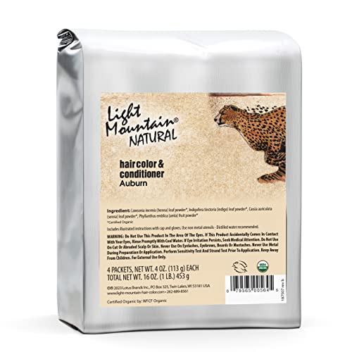 Light Mountain Hair Dye - Nourishing Auburn Color, Organic Henna & Botanicals - 16oz