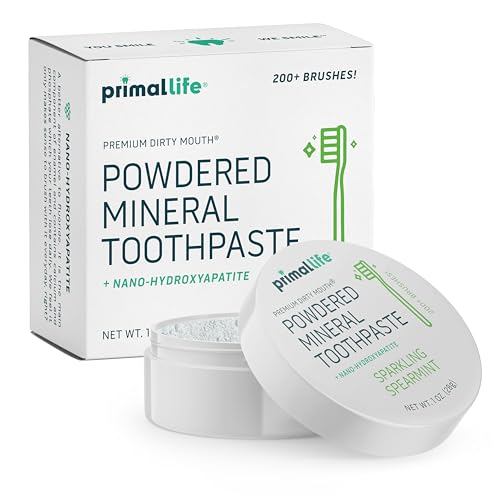 Primal Life Organics Toothpowder - Promotes Oral Health, Vegan & Organic, Spearmint Flavor - 1 oz