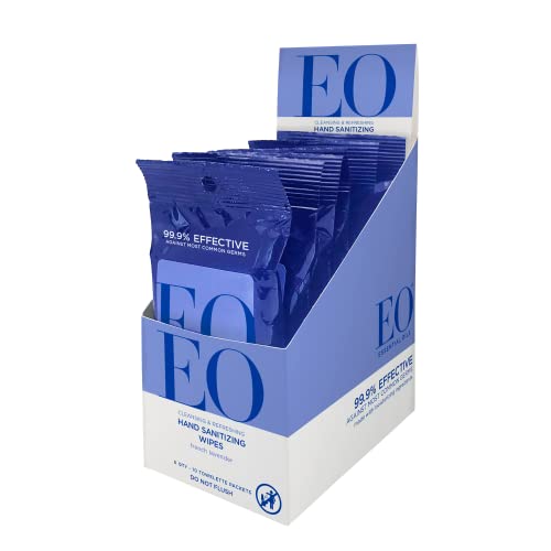 EO Hand Cleansing Wipes - 99.9% Effective, Lavender Essential Oils, Organic Ingredients - 60 Wipes