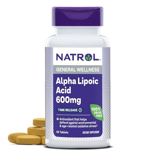 Natrol Alpha Lipoic Acid 600 mg - Supports General Wellness, Antioxidant Production - 45 Tablets