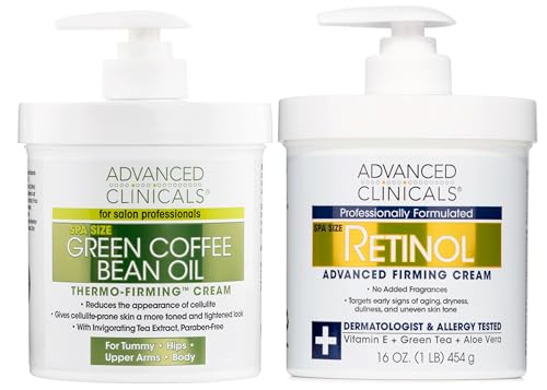 Advanced Clinicals Firming Cream Set - Retinol & Green Coffee Bean, Nourishing Hydration - 8oz
