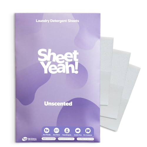 Sheet Yeah! Laundry Detergent Sheets - Powerful, Hypoallergenic Formula, Unscented - 20 Sheets