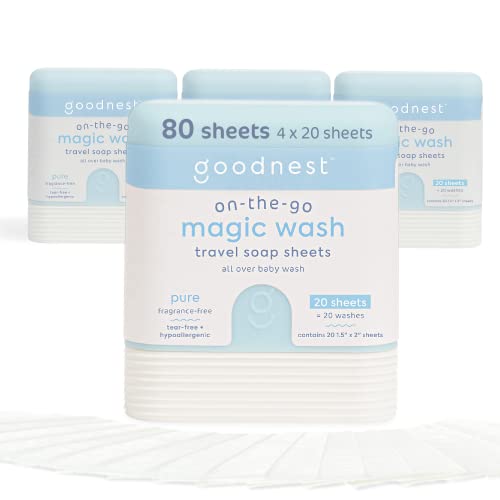 Goodnest Baby Body Wash Soap Sheets - Tear-Free, Hypoallergenic, Plant-Based - 80 Washes