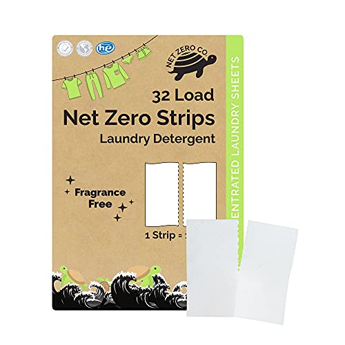 Net Zero Co. Laundry Detergent Sheets - Stain Remover, Fragrance-Free, Space-Saving - 32 Strips