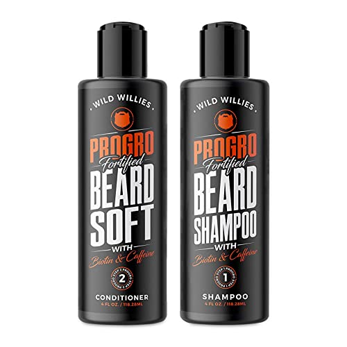 Wild Willies ProGro Beard Growth Shampoo & Conditioner Set - Thicker, Fuller Beard - 12oz