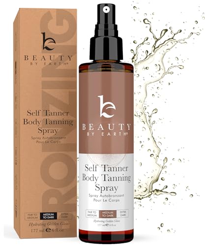 Beauty by Earth Self Tanner Spray - Natural Bronze Color, Non-Toxic, Fast Drying - 8oz