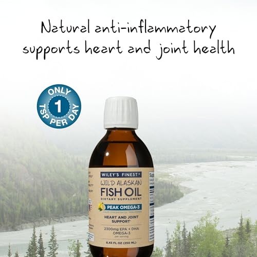 Wiley's Finest Omega-3 Liquid Supplement - 2300mg EPA/DHA, Wild Caught Alaskan Fish - 8.45 Oz