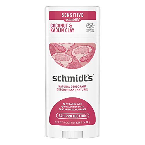 Schmidt's Natural Deodorant - 24 Hour Odor Protection, Vegan, Coconut & Kaolin Clay - 3.25oz